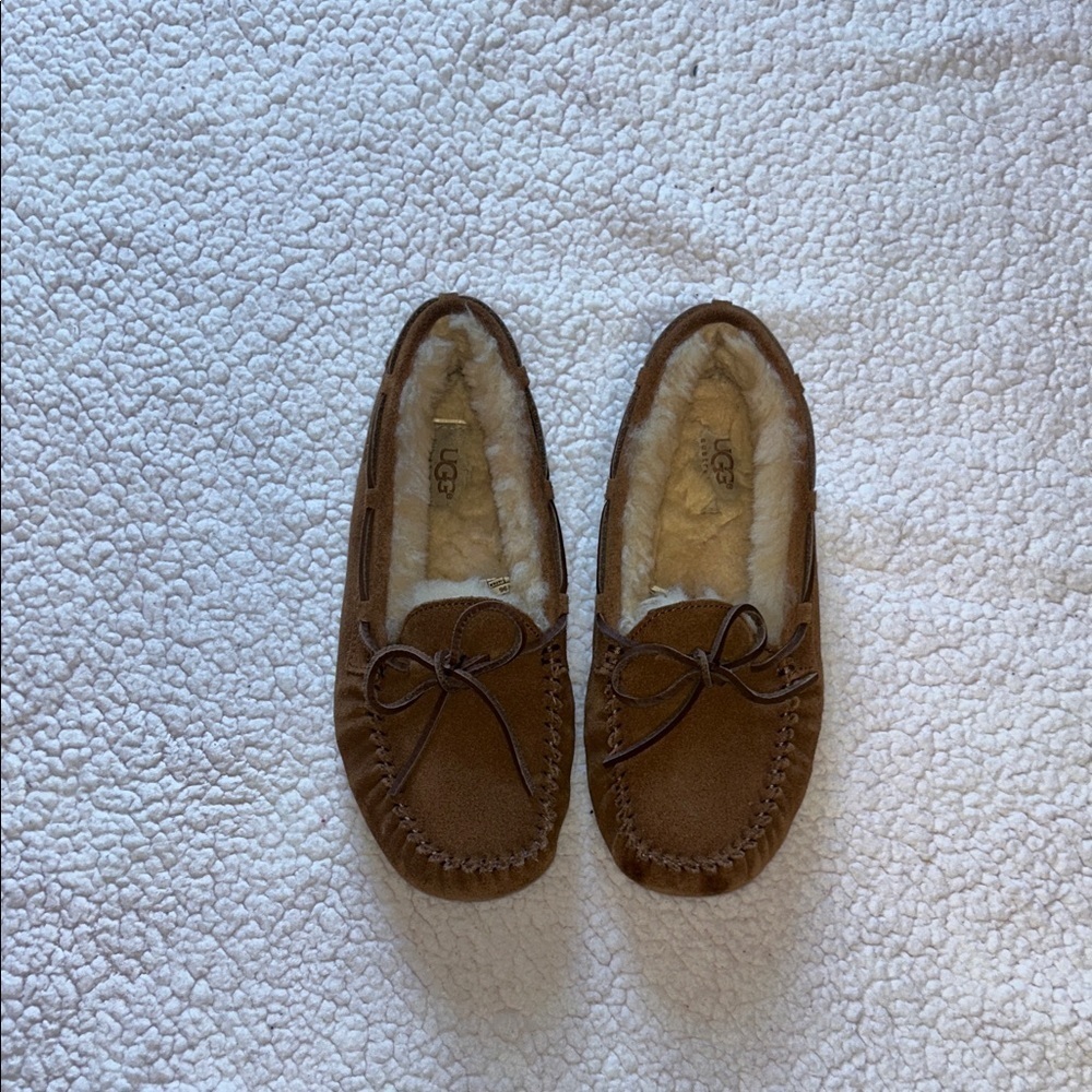 UGG Brown Moccasin Slippers with Cream Lining